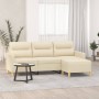 Sofá de 3 plazas con taburete de tela crema 180 cm de , Sofás - Ref: Foro24-3201075, Precio: 357,49 €, Descuento: %