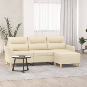 Sofá de 3 plazas con taburete de tela crema 180 cm de , Sofás - Ref: Foro24-3201075, Precio: 354,99 €, Descuento: %