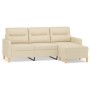 Sofá de 3 plazas con taburete de tela crema 180 cm de , Sofás - Ref: Foro24-3201075, Precio: 357,49 €, Descuento: %