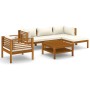 Muebles de jardín 6 pzas cojines crema madera maciza de acacia de , Conjuntos de jardín - Ref: Foro24-3086928, Precio: 737,23...