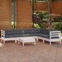 Garden furniture 8 pieces with white pine wood cushions by , Garden sets - Ref: Foro24-3096690, Price: 591,99 €, Discount: %