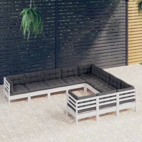 Garden furniture 10 pieces and white pine wood cushions by , Garden sets - Ref: Foro24-3096996, Price: 892,29 €, Discount: %