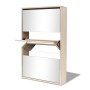 Shoe cabinet 3 compartments oak mirror 63x17x102.5 cm by vidaXL, Shoe racks and shoe organizers - Ref: Foro24-243047, Price: ...