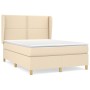 Cama box spring con colchón tela color crema 140x190 cm de , Camas y somieres - Ref: Foro24-3128442, Precio: 531,23 €, Descue...