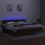 Box spring bed mattress LED lights dark brown fabric 200x200 cm by , Beds and slatted bases - Ref: Foro24-3133264, Price: 598...