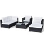 Set muebles de jardín 6 piezas y cojines ratán sintético negro de vidaXL, Conjuntos de jardín - Ref: Foro24-41874, Precio: 58...