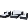 Set muebles de jardín 6 piezas y cojines ratán sintético negro de vidaXL, Conjuntos de jardín - Ref: Foro24-41874, Precio: 58...