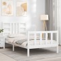 White solid wood bed frame with headboard 90x190 cm by , Beds and slatted bases - Ref: Foro24-3191937, Price: 100,04 €, Disco...