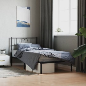 Estructura de cama con cabecero metal negro 80x200 cm de , Camas y somieres - Ref: Foro24-355454, Precio: 56,99 €, Descuento: %