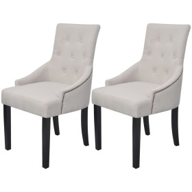 Dining chairs 2 units cream gray fabric by vidaXL, dining chairs - Ref: Foro24-242402, Price: 302,71 €, Discount: %