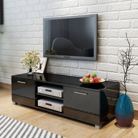 Glossy black TV cabinet 120x40.5x35 cm by vidaXL, TV Furniture - Ref: Foro24-243042, Price: 118,42 €, Discount: %