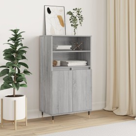 Hohes Sideboard aus Sperrholz in Sonoma-Grau, 60 x 36 x 110 cm von , Sideboards - Ref: Foro24-831482, Preis: 78,78 €, Rabatt: %