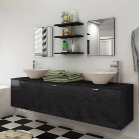 Set of 8 black bathroom furniture and sink pieces by vidaXL, Bathroom furniture - Ref: Foro24-272233, Price: 337,51 €, Discou...