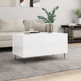 Glossy white plywood coffee table 90x44.5x45 cm by , Coffee table - Ref: Foro24-830974, Price: 70,72 €, Discount: %