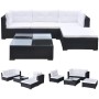 Set muebles de jardín 5 piezas y cojines ratán sintético negro de vidaXL, Conjuntos de jardín - Ref: Foro24-41872, Precio: 50...