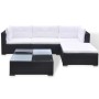 Set muebles de jardín 5 piezas y cojines ratán sintético negro de vidaXL, Conjuntos de jardín - Ref: Foro24-41872, Precio: 49...