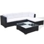 Set muebles de jardín 5 piezas y cojines ratán sintético negro de vidaXL, Conjuntos de jardín - Ref: Foro24-41872, Precio: 50...