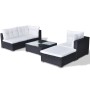 Set muebles de jardín 5 piezas y cojines ratán sintético negro de vidaXL, Conjuntos de jardín - Ref: Foro24-41872, Precio: 50...