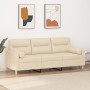 3-seater sofa with cream fabric cushions 180 cm by , Sofas - Ref: Foro24-3200831, Price: 333,92 €, Discount: %