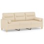 3-seater sofa with cream fabric cushions 180 cm by , Sofas - Ref: Foro24-3200831, Price: 333,92 €, Discount: %