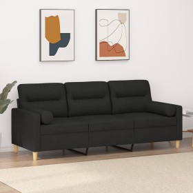 Sofá de 3 plazas con cojines tela negro 180 cm de , Sofás - Ref: Foro24-3200833, Precio: 317,99 €, Descuento: %