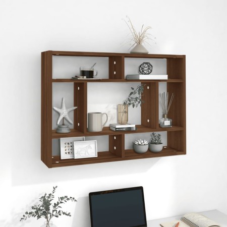 Brown oak engineered wood wall shelf 75x16x55 cm by , Shelves and shelves - Ref: Foro24-815845, Price: 35,85 €, Discount: %