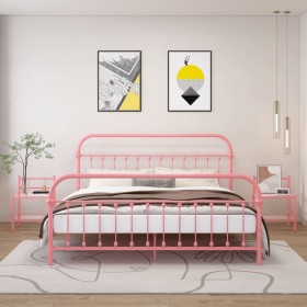 Nightstands 2 units metal and pink and transparent glass by vidaXL, Nightstands - Ref: Foro24-325095, Price: 57,99 €, Discoun...