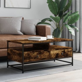 Smoked oak engineered wood coffee table 100x51x45 cm by , Coffee table - Ref: Foro24-835286, Price: 74,71 €, Discount: %