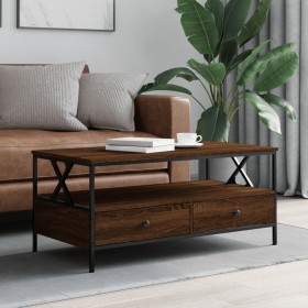 Brown oak engineered wood coffee table 100x51x45 cm by , Coffee table - Ref: Foro24-835303, Price: 91,16 €, Discount: %