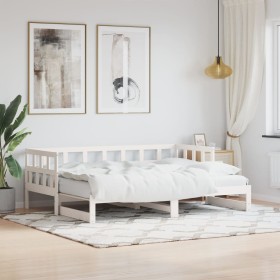 Sofá cama nido madera maciza de pino blanco 90x190 cm de , Camas y somieres - Ref: Foro24-836211, Precio: 190,74 €, Descuento: %