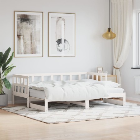 Sofá cama nido madera maciza de pino blanco 90x190 cm de , Camas y somieres - Ref: Foro24-836211, Precio: 190,74 €, Descuento: %