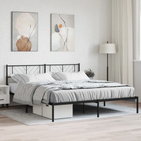 Bed frame with black metal headboard 180x200 cm by , Beds and slatted bases - Ref: Foro24-372183, Price: 107,99 €, Discount: %