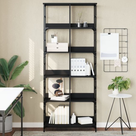 Black engineered wood shelf 78.5x33x188.5 cm by , Bookcases and shelves - Ref: Foro24-835259, Price: 100,65 €, Discount: %