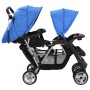 Blau-schwarzer Tandem-Kinderwagen aus Stahl für 2 Kinder von vidaXL, Kinderwagen - Ref: Foro24-10112, Preis: 204,01 €, Rabatt: %