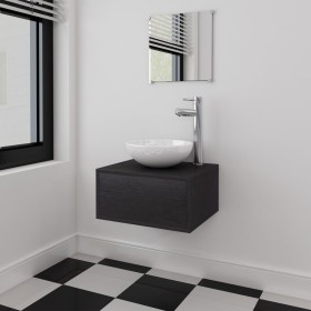 Conjunto de mueble y lavabo 3 piezas negro de vidaXL, Muebles de baño - Ref: Foro24-272225, Precio: 98,25 €, Descuento: %