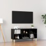 Mueble de TV patas de madera maciza negro 103,5x30x50 cm de , Muebles TV - Ref: Foro24-805942, Precio: 52,50 €, Descuento: %