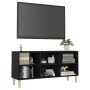 Mueble de TV patas de madera maciza negro 103,5x30x50 cm de , Muebles TV - Ref: Foro24-805942, Precio: 52,99 €, Descuento: %