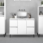 Armario para lavabo madera contrachapada blanco 80x33x60 cm de , Tocadores de baño - Ref: Foro24-821276, Precio: 94,15 €, Des...