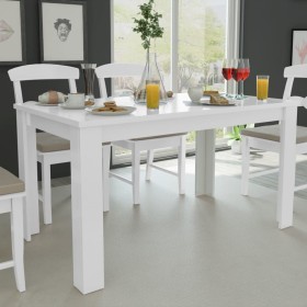 White dining table 140x80x75 cm by vidaXL, Kitchen and dining tables - Ref: Foro24-243056, Price: 127,34 €, Discount: %