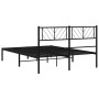 Bed frame with black metal headboard 150x200 cm by , Beds and slatted bases - Ref: Foro24-372181, Price: 93,19 €, Discount: %