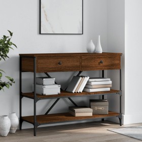 Console table drawers shelves engineered wood brown oak by , Side tables - Ref: Foro24-833407, Price: 130,70 €, Discount: %