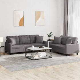 Zweiteilige Sofagarnitur aus grauem Kunstleder mit Kissen von , Sofas - Ref: Foro24-3201390, Preis: 528,37 €, Rabatt: %