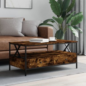 Smoked oak engineered wood coffee table 100x51x45 cm by , Coffee table - Ref: Foro24-835301, Price: 87,86 €, Discount: %