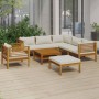 Garden furniture set, 8 pieces, cream cushions, solid acacia wood. by , Garden sets - Ref: Foro24-3086939, Price: 1,00 €, Dis...