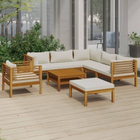 Garden furniture 8 pcs cream cushions solid acacia wood by , Garden sets - Ref: Foro24-3086939, Price: 1,00 €, Discount: %