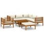 Garden furniture set, 8 pieces, cream cushions, solid acacia wood. by , Garden sets - Ref: Foro24-3086939, Price: 1,00 €, Dis...