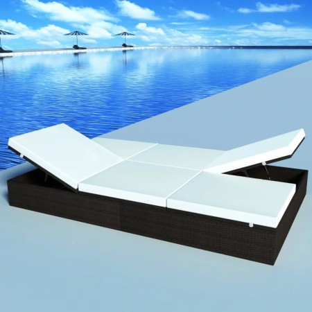 Double lounger with brown synthetic rattan cushion by vidaXL, Outdoor beds - Ref: Foro24-41786, Price: 265,87 €, Discount: %