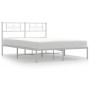 Estructura de cama de metal con cabecero blanca 135x190 cm de , Camas y somieres - Ref: Foro24-355315, Precio: 95,99 €, Descu...