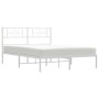 Estructura de cama de metal con cabecero blanca 135x190 cm de , Camas y somieres - Ref: Foro24-355315, Precio: 95,99 €, Descu...