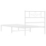 Estructura de cama de metal con cabecero blanco 90x190 cm de , Camas y somieres - Ref: Foro24-355308, Precio: 63,99 €, Descue...